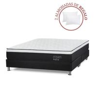 Cama Box Tarima Path Grafito King + 2 Almohadas