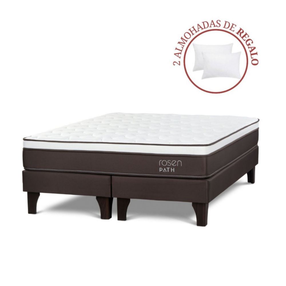 Cama Europea Path King Café + 2 Almohadas