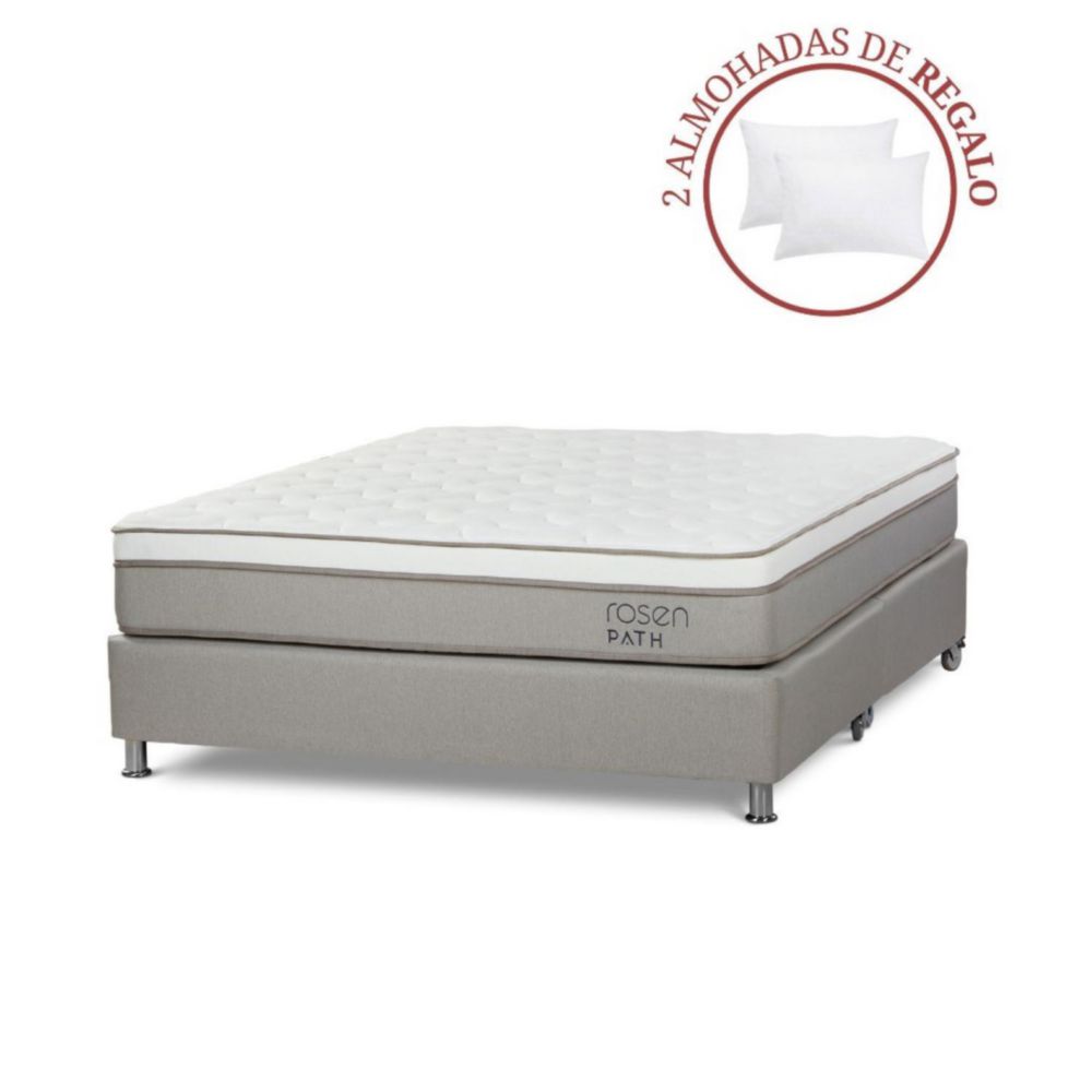 Box Tarima Path Queen Niebla + 2 Almohadas