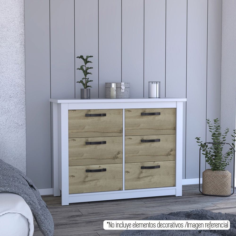 Cómoda Bicolor 6C - Blanco / Duna