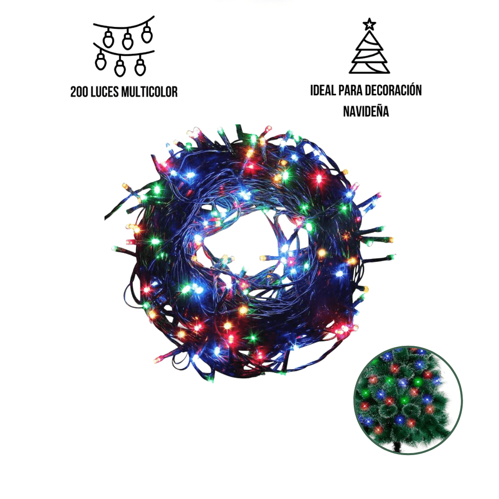 Luces Led Navideñas Multicolor 200 Focos