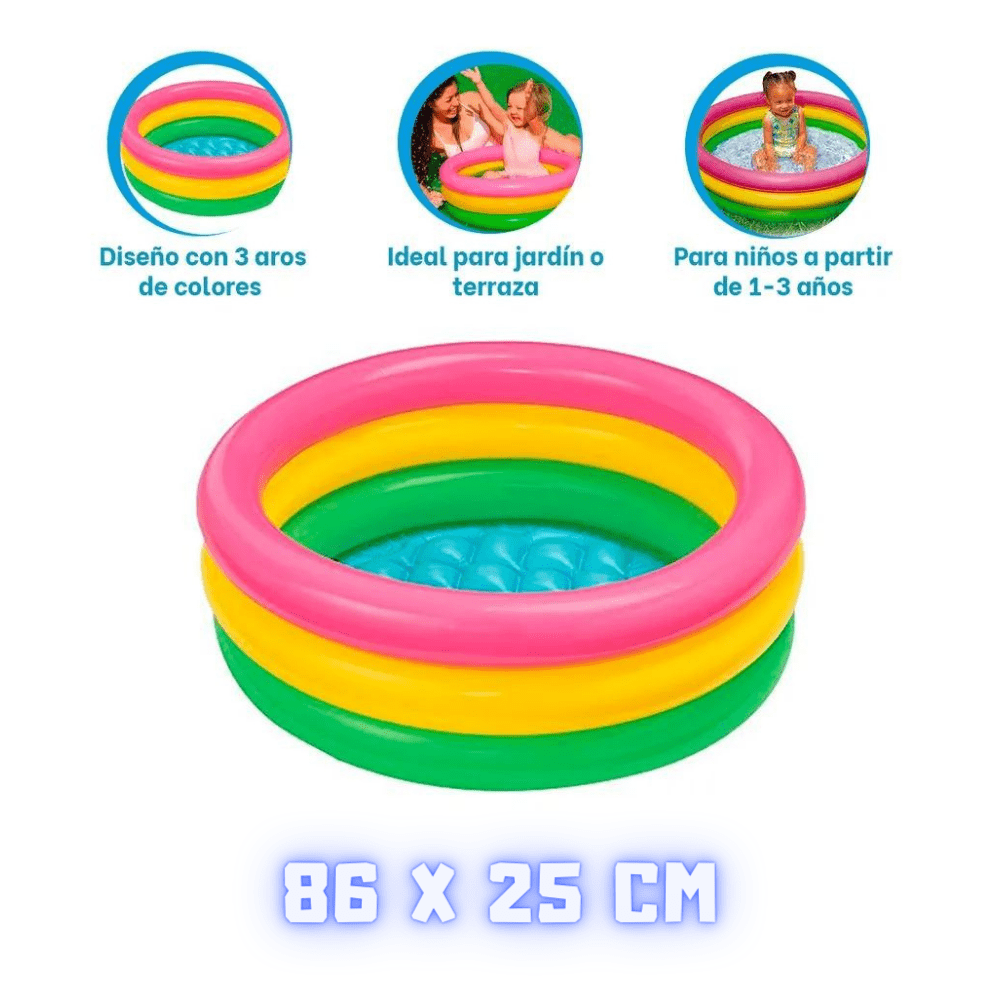 Piscina Inflable Arcoíris de 86 x 25 cm