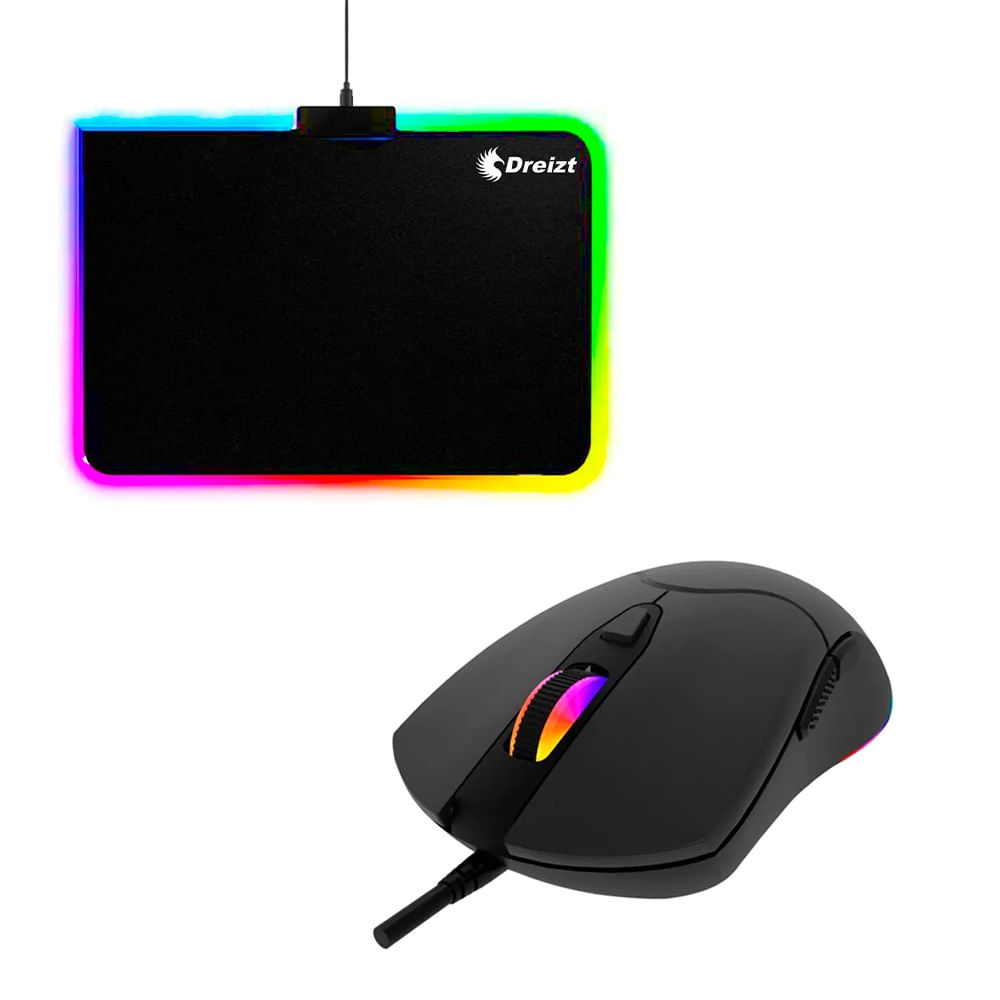 Combo Mouse gamer RGB GR270037+Mousepad Gamer Rgb Multicolor GR270011