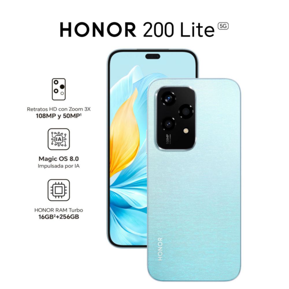 Celular Honor 200 Lite 8GB RAM 256GB 6.7"" Starry Blue