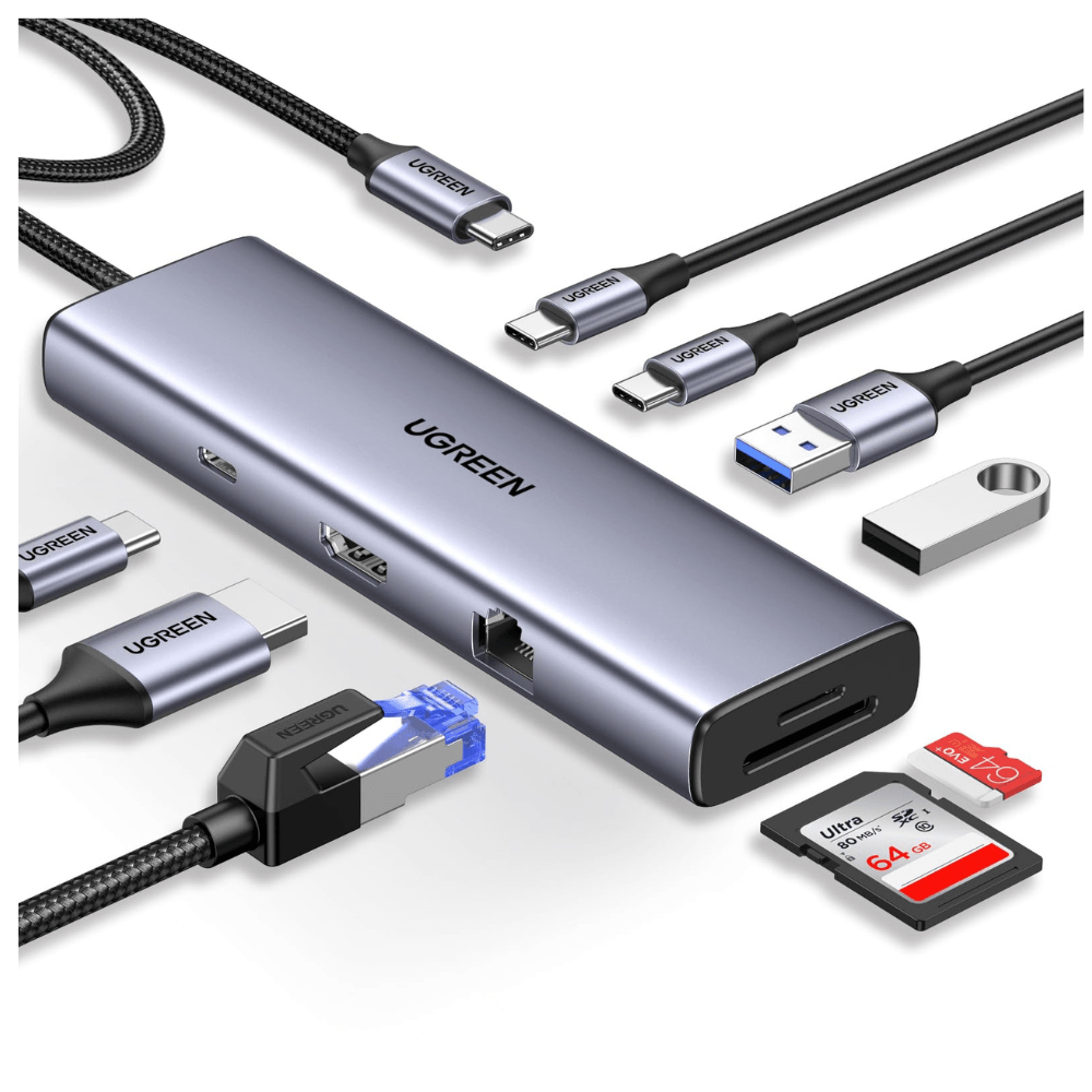 Adaptador USB Hub Ugreen 9 en 1 tipo C 4K 60HZ
