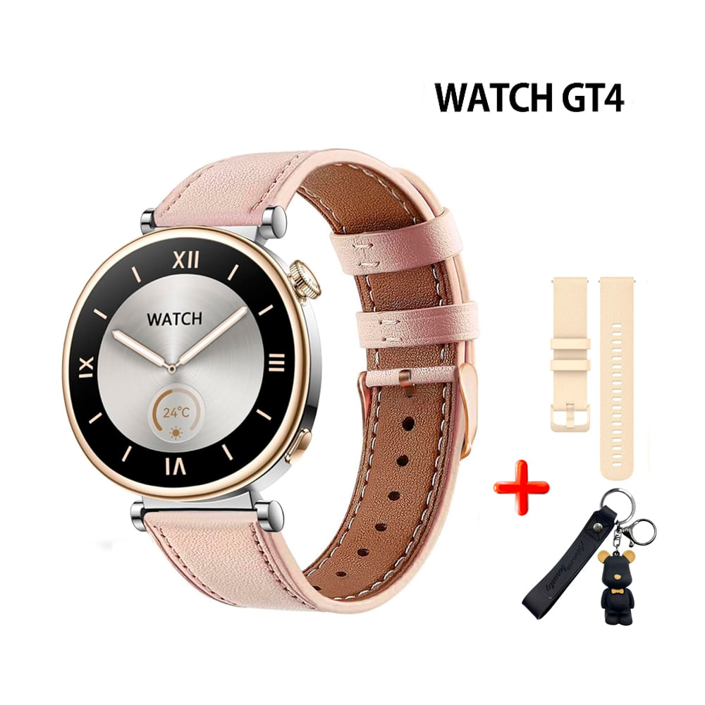 Smartwatch GT4 Mini Gold Pink Doble Correa + Gift Gratis