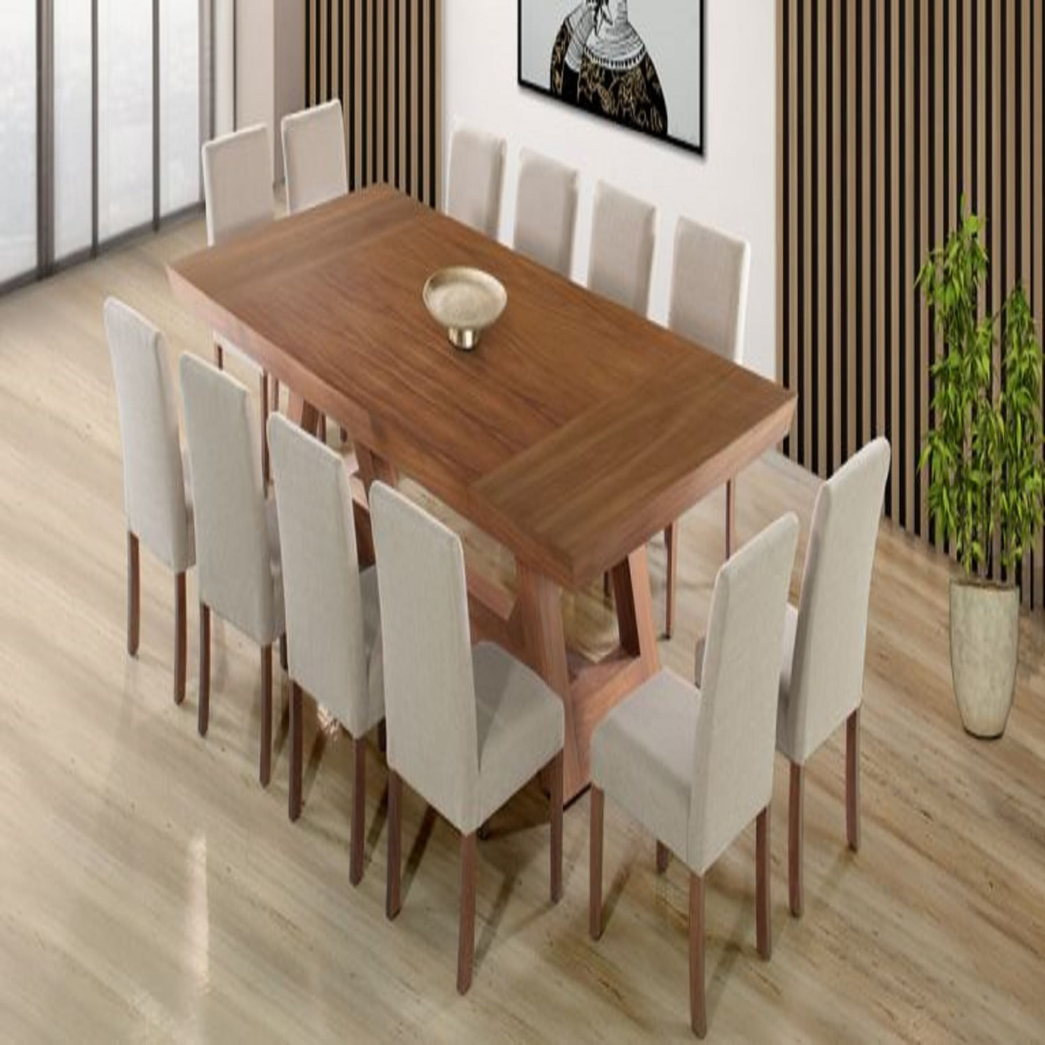 Comedor Dmuebles 12 sillas Matera - Beige