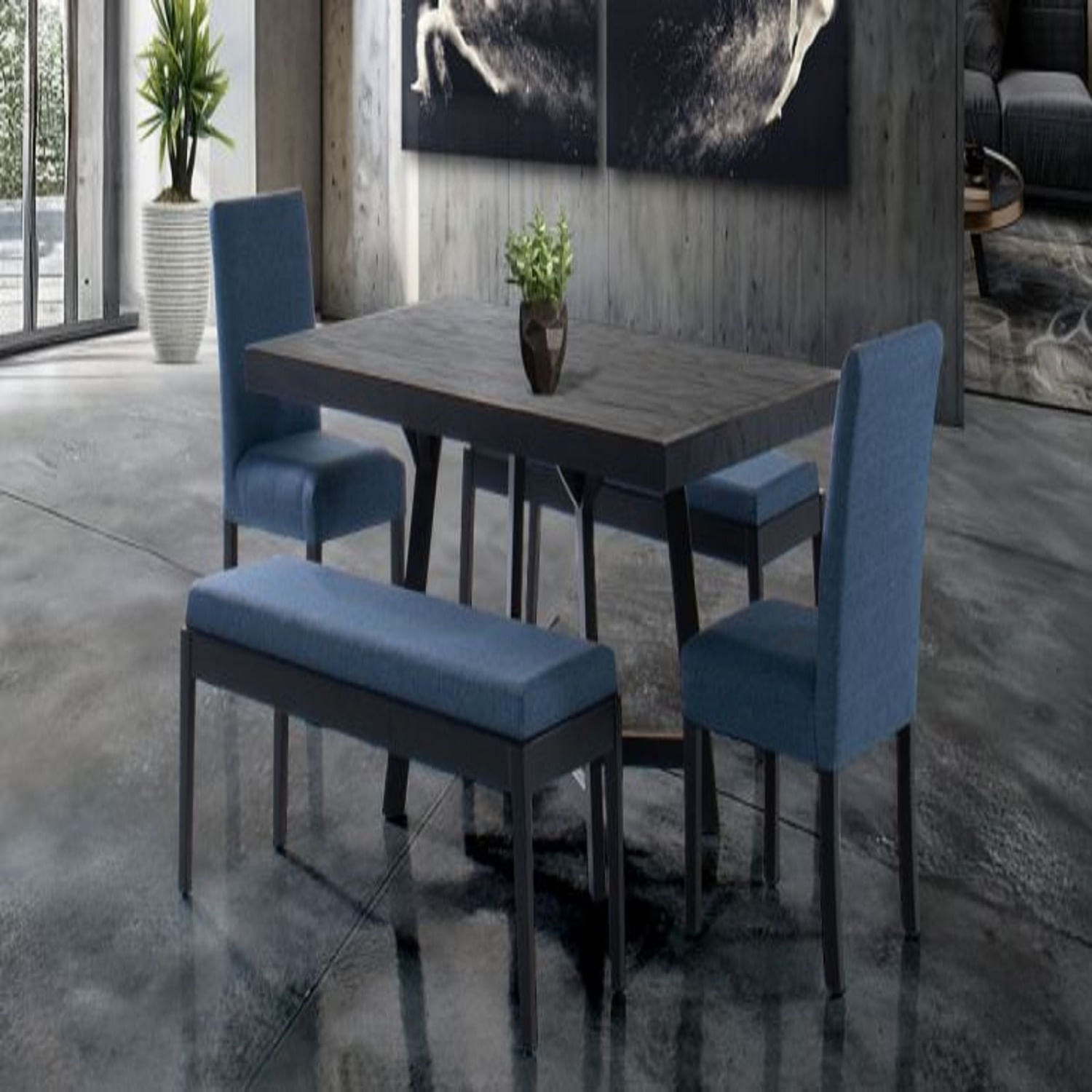 Comedor Dmuebles 2 sillas + 2 bancas Granada - Negro