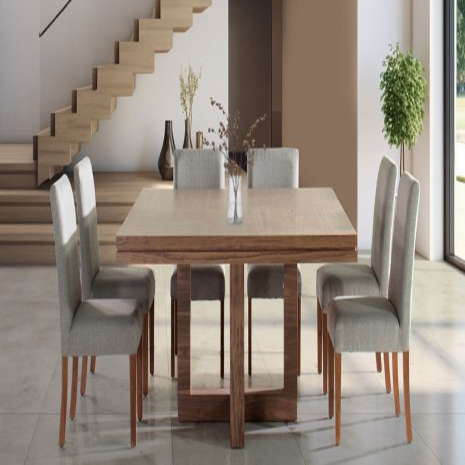 Comedor Dmuebles 6 sillas Veliero - Gris claro