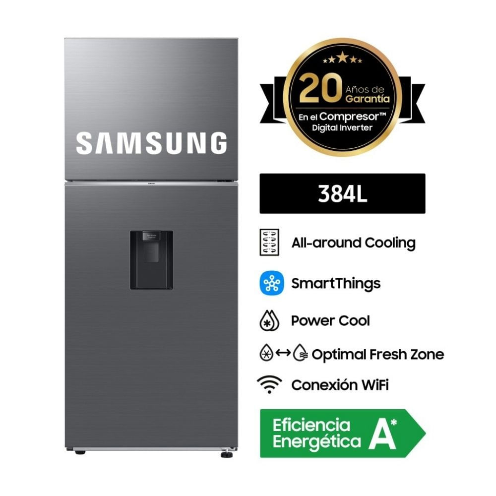 Refrigeradora Samsung RT38DG6730S9PE Top Freezer Digital Inverter 384L Plata
