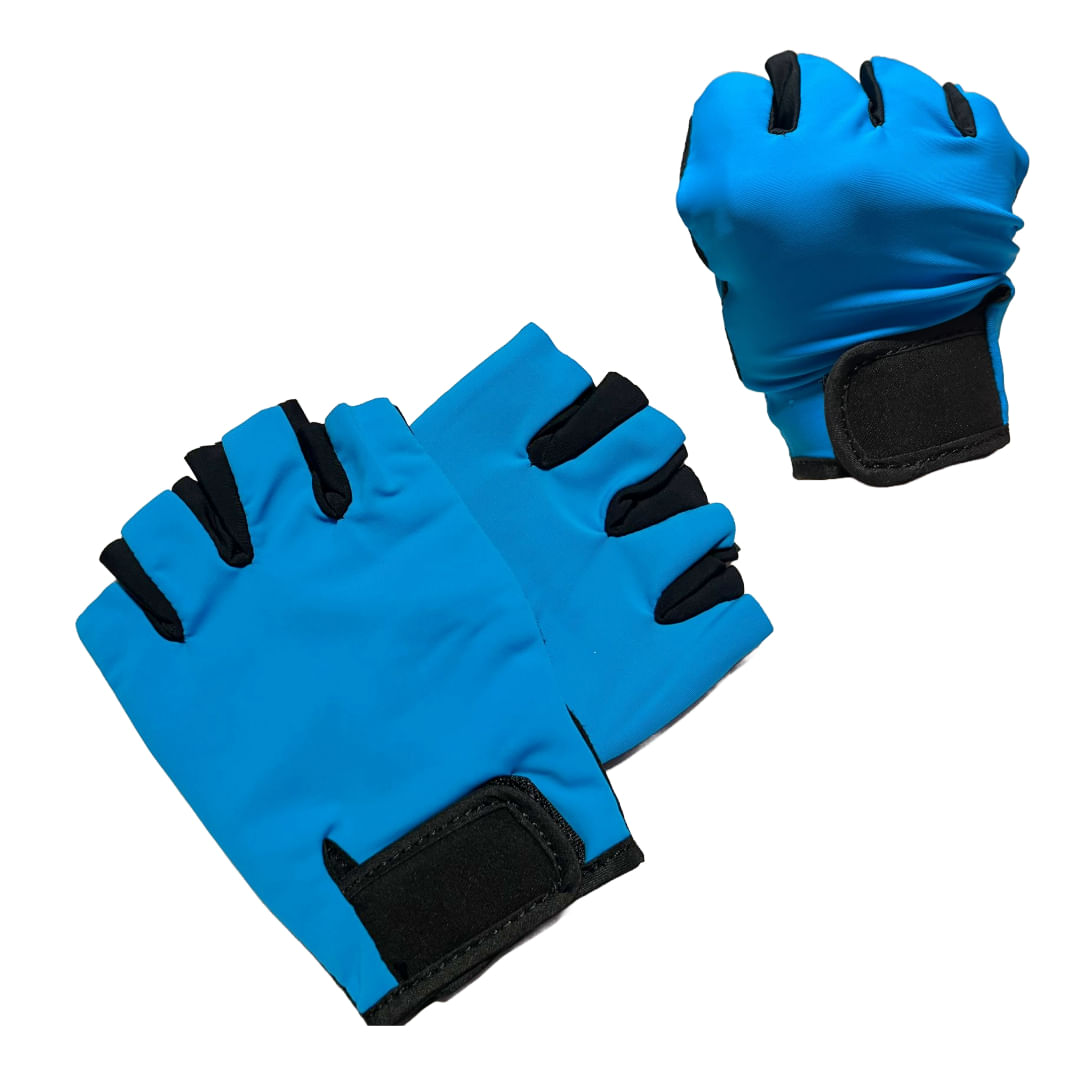 Guantes Mitones de Licra para Pesas de Dama Celeste