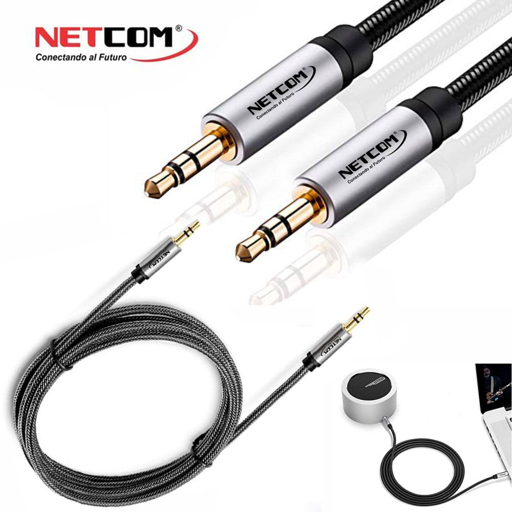 Cable de Audio Plug a Plug 3.5mm TRS de 5 Metros NETCOM - Promart