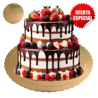 12 Bases Doradas de Torta Pastel de 35 cm. para Repostería