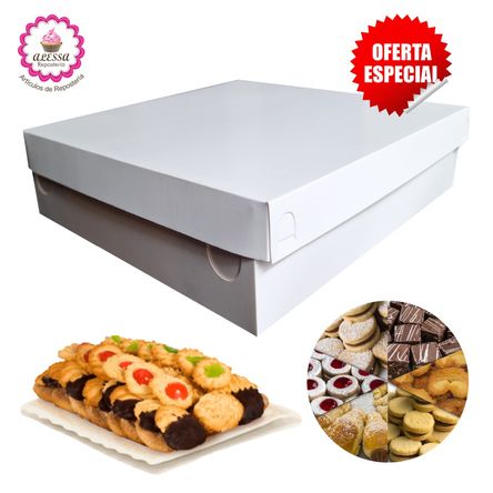100 Cajas de Bocaditos con Tapa para Repostería de 26 cm.