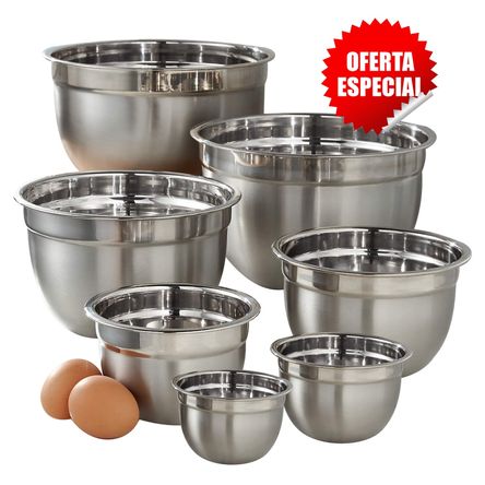 7 Bowls de Acero Inoxidable para Cocina Repostería de Alta Calidad