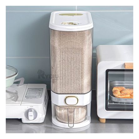 Dispensador en Forma de Barril de Arroz y Cereal en Blanco Dispensador en Forma de Barril de Arroz y Cereal en Blanco