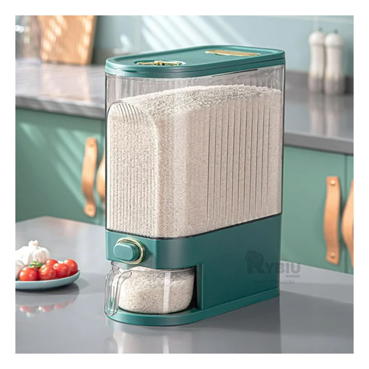 Dispensador Funcional de Arroz Color Verde Y+Stickers