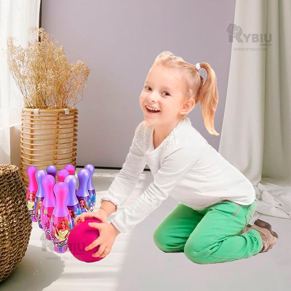 Juego de Bolos Set 10 Pines de Color Rosado y Morado Juego de Bolos Set 10 Pines de Color Rosado y Morado