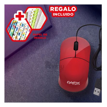 Mouse Compacto y Eficiente en Color Rojo Y+Papel de Regalo