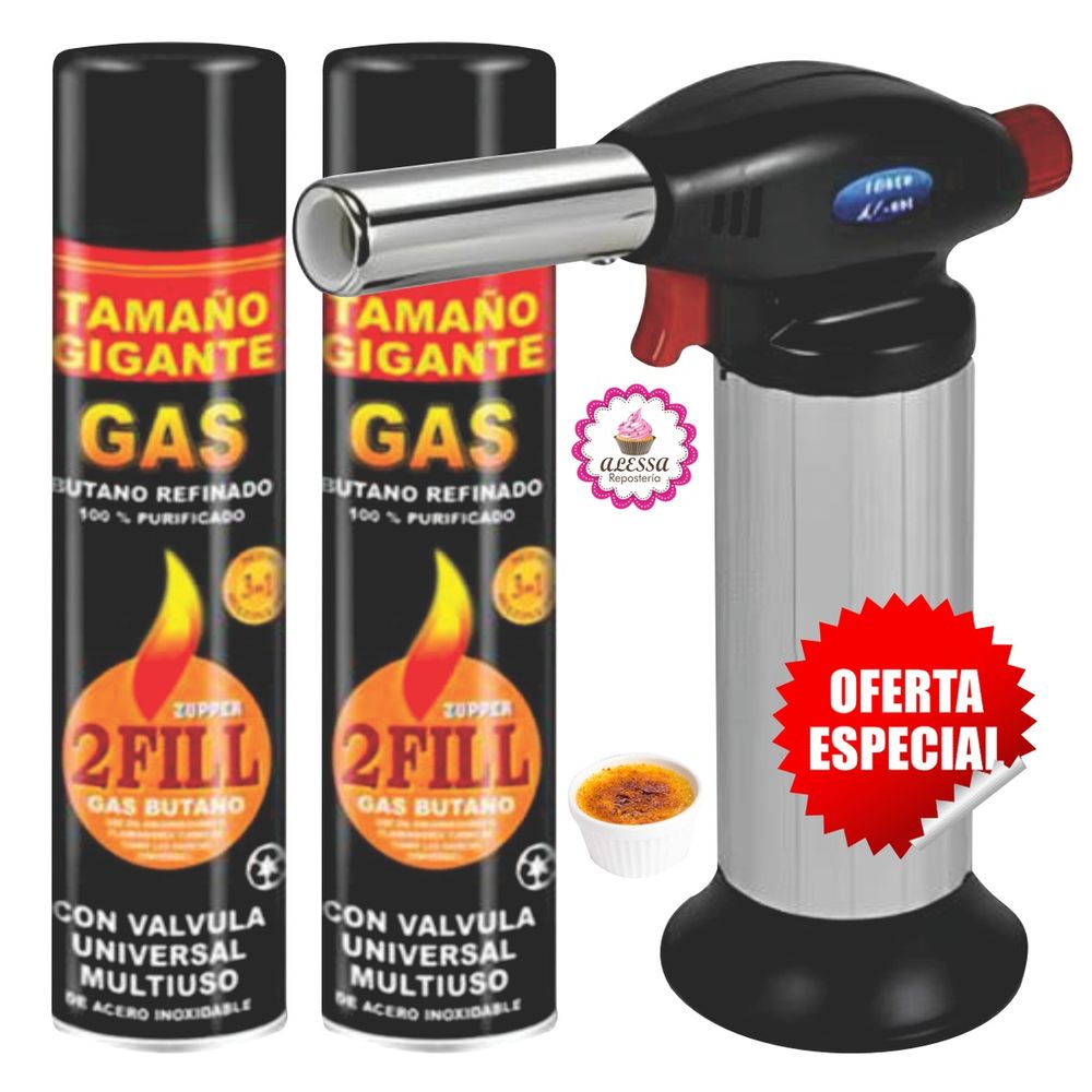 Kit SOPLETE Profesional para Reposteria Cocina + 2 Gases Butano Kit SOPLETE Profesional para Reposteria Cocina + 2 Gases Butano