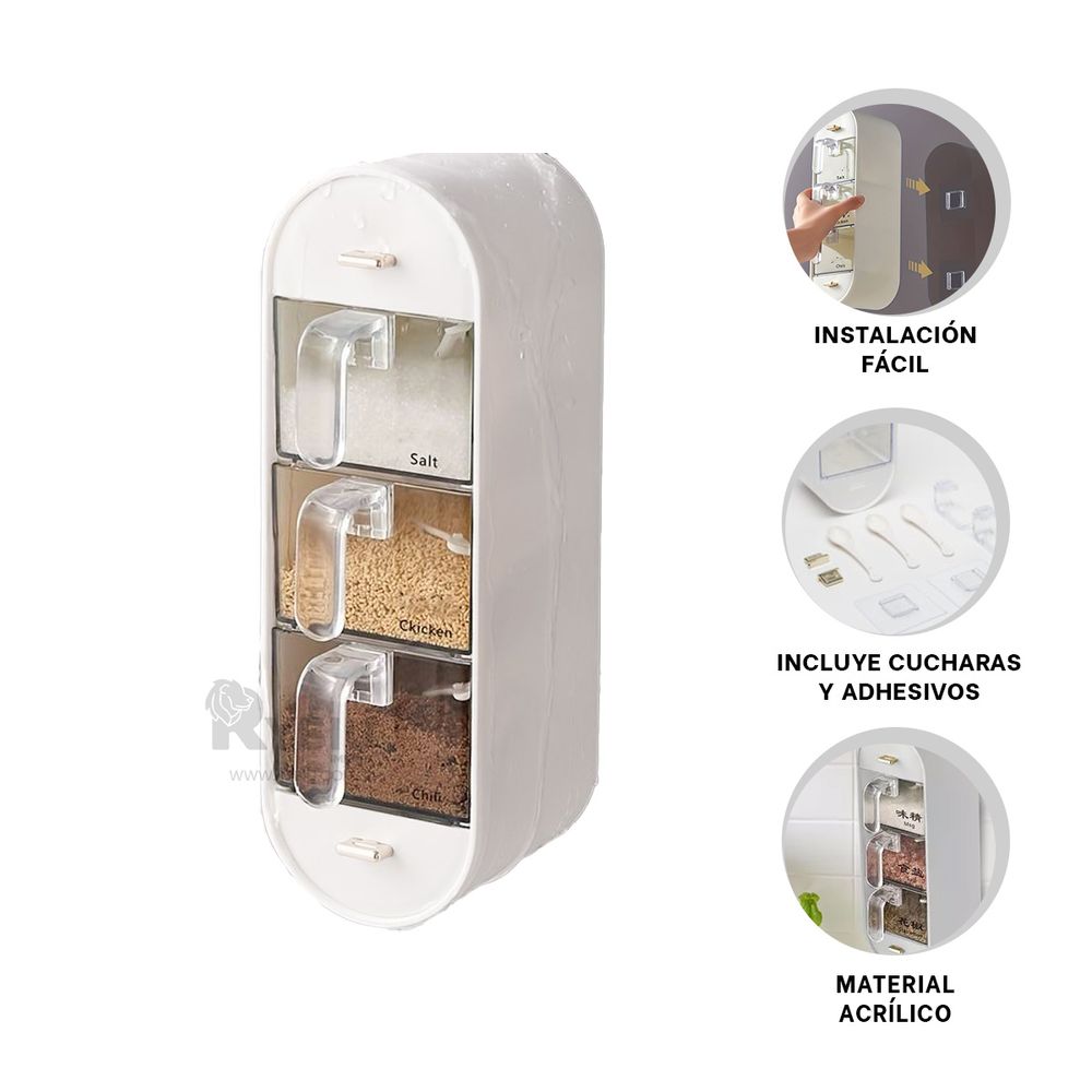 Porta Condimentos en Tono Blanco Y+Post-it adhesivos Porta Condimentos en Tono Blanco Y+Post-it adhesivos