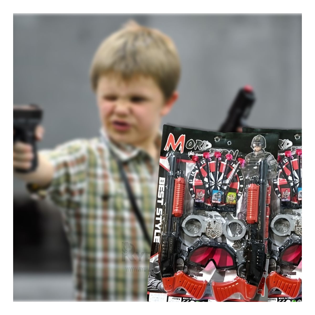 Escopeta con Lentes y Accesorios de Tiro en Negro