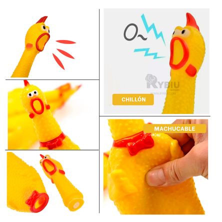 Juguete de Pollo Masticable para Mascotas Talla S Amarillo