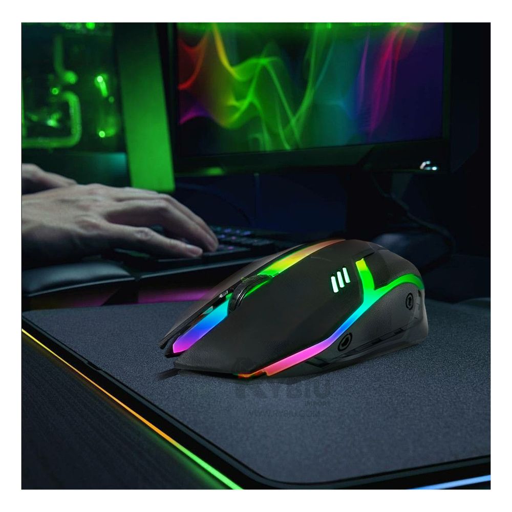 Mouse Gamer Multifuncional con Luces de Color Negro Mouse Gamer Multifuncional con Luces de Color Negro