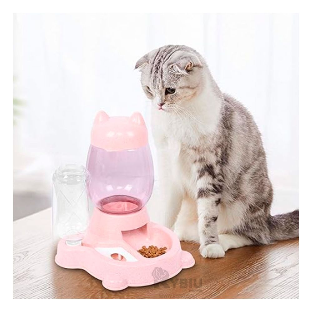 Comedero y Bebedero Unido Pet de Gato de Color Rosado Comedero y Bebedero Unido Pet de Gato de Color Rosado