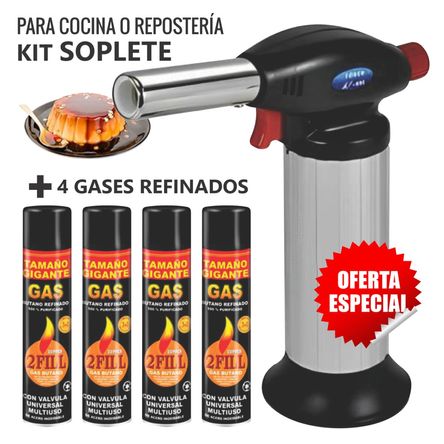 Kit Soplete Profesional para Reposteria Cocina + 4 Gases Butano