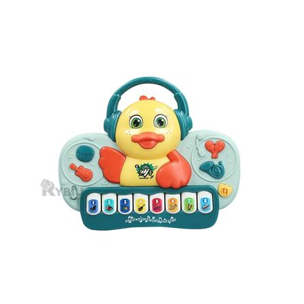 Piano Pato para Niños con Volumen Ajustable Verde Y+Stickers