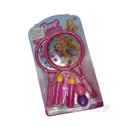 Raqueta de Plastico en Tono Rosado Y+Stickers