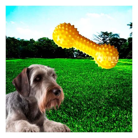 Juguete Masticador en Forma de Pesa para Mascota en Amarillo