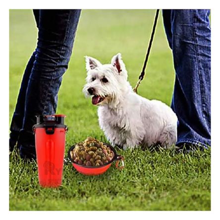 Bebedero Portatil con Plato Plegable de Color Rojo Bebedero Portatil con Plato Plegable de Color Rojo