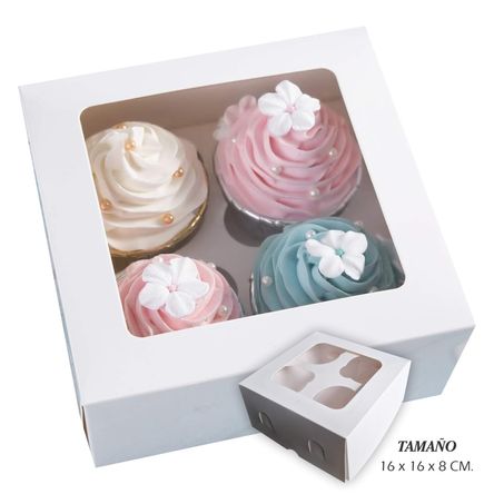 50 Cajas para 4 Cupcakes en Repostería