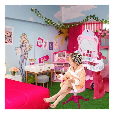 Tocador con Accesorios para Arreglarse en Rosado Y+Stickers Tocador con Accesorios para Arreglarse en Rosado Y+Stickers