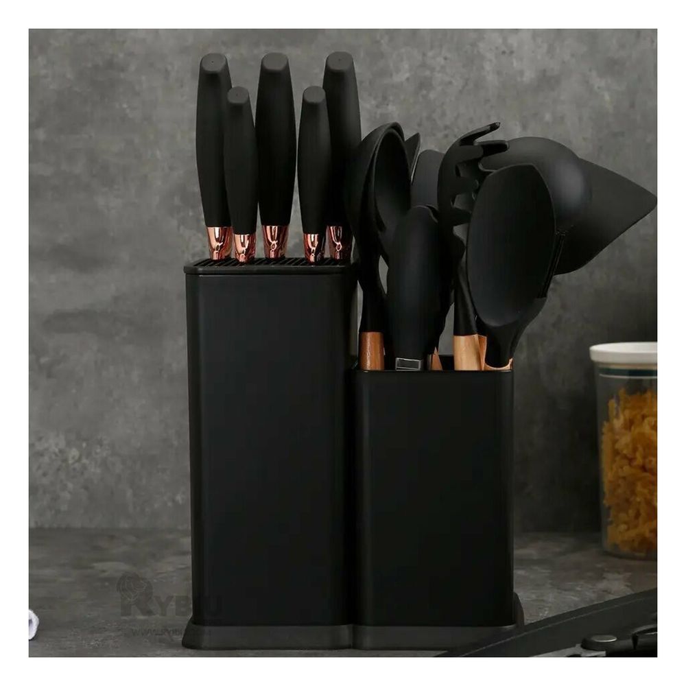 Set Multiusos Cocina de 18 Utensilios Negro Y+Agendita Set Multiusos Cocina de 18 Utensilios Negro Y+Agendita