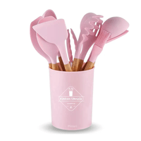 Set de Cucharones de Silicona de 11 Piezas Rosado