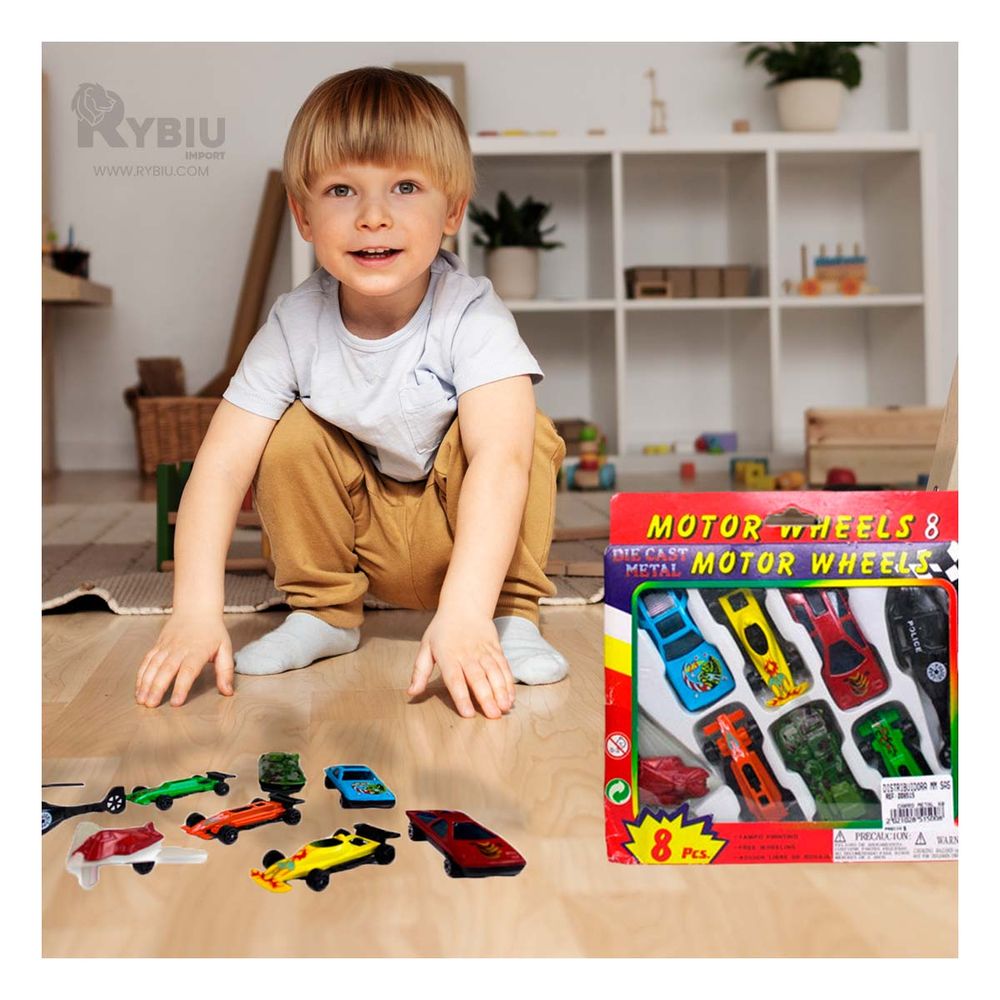 Carritos Pequeños Pack de 8 para Niños en Multicolor Carritos Pequeños Pack de 8 para Niños en Multicolor