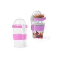 Contenedor Hermeticp en Tono Rosado Y+Post-it adhesivos