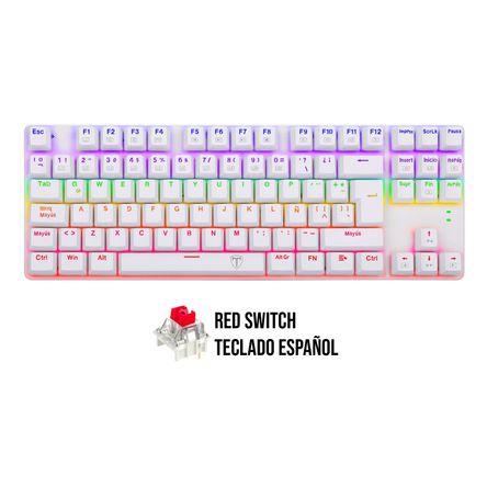 Teclado T-Dagger BORA WHITE Rainbow T-TGK313W-RD-SP RED SWITCH