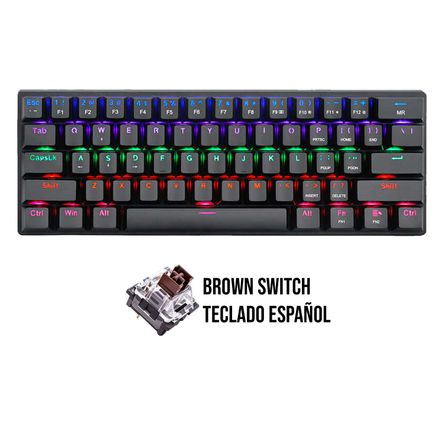 Teclado T-Dagger ARENA Rainbow T-TGK321-BR BLACK BROWN SWITCH