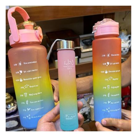 Trio de Botellas de 3 Capacidades Tapa Rosada Y+Stickers Trio de Botellas de 3 Capacidades Tapa Rosada Y+Stickers