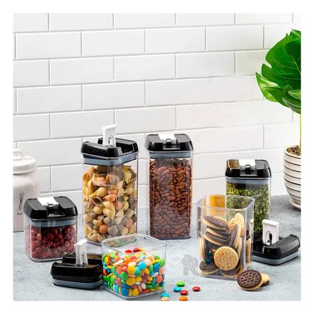 Contenedores Apilables de Material Acrilico con Tapa Negra Contenedores Apilables de Material Acrilico con Tapa Negra