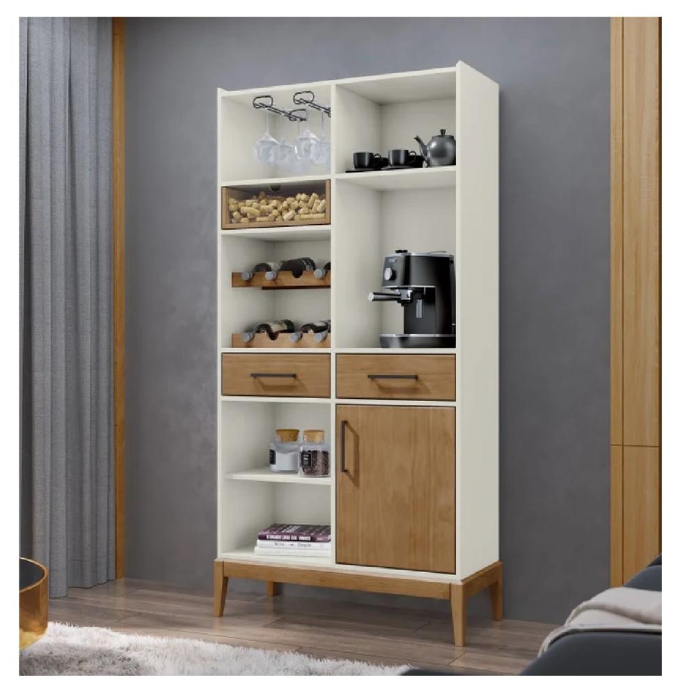Vitrina Moderna TU MESITA Macarena color Blanco/Marrón 1 puerta 2 cajones Vitrina Moderna TU MESITA Macarena color Blanco/Marrón 1 puerta 2 cajones