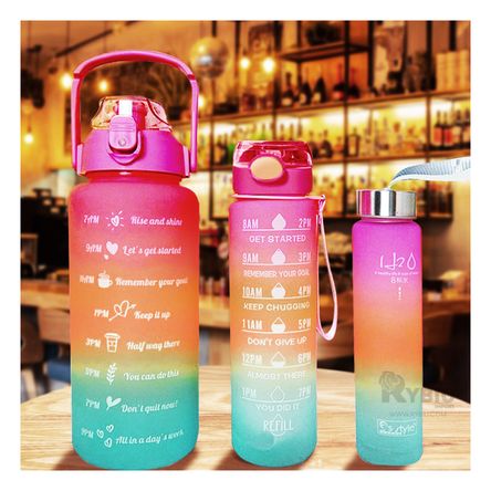 Set Botellas Deportivas de 2L 1L y 300 ml con Tapa Fucsia Set Botellas Deportivas de 2L 1L y 300 ml con Tapa Fucsia