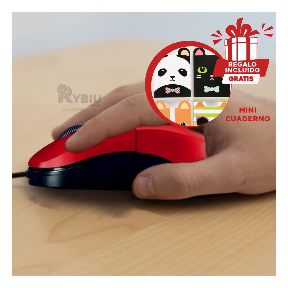 Mouse Moderno e Innovador en Color Rojo Y+Agendita - Promart