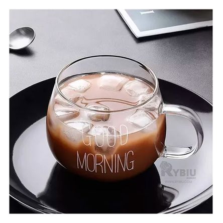Taza de Vidrio Diseño Good Morning de 350ml Transparente Taza de Vidrio Diseño Good Morning de 350ml Transparente