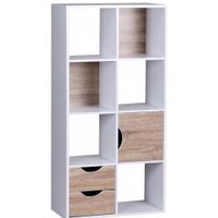 Estante Multiusos TU MESITA Aliza color Blanco/Marrón 1 puerta 2 cajones