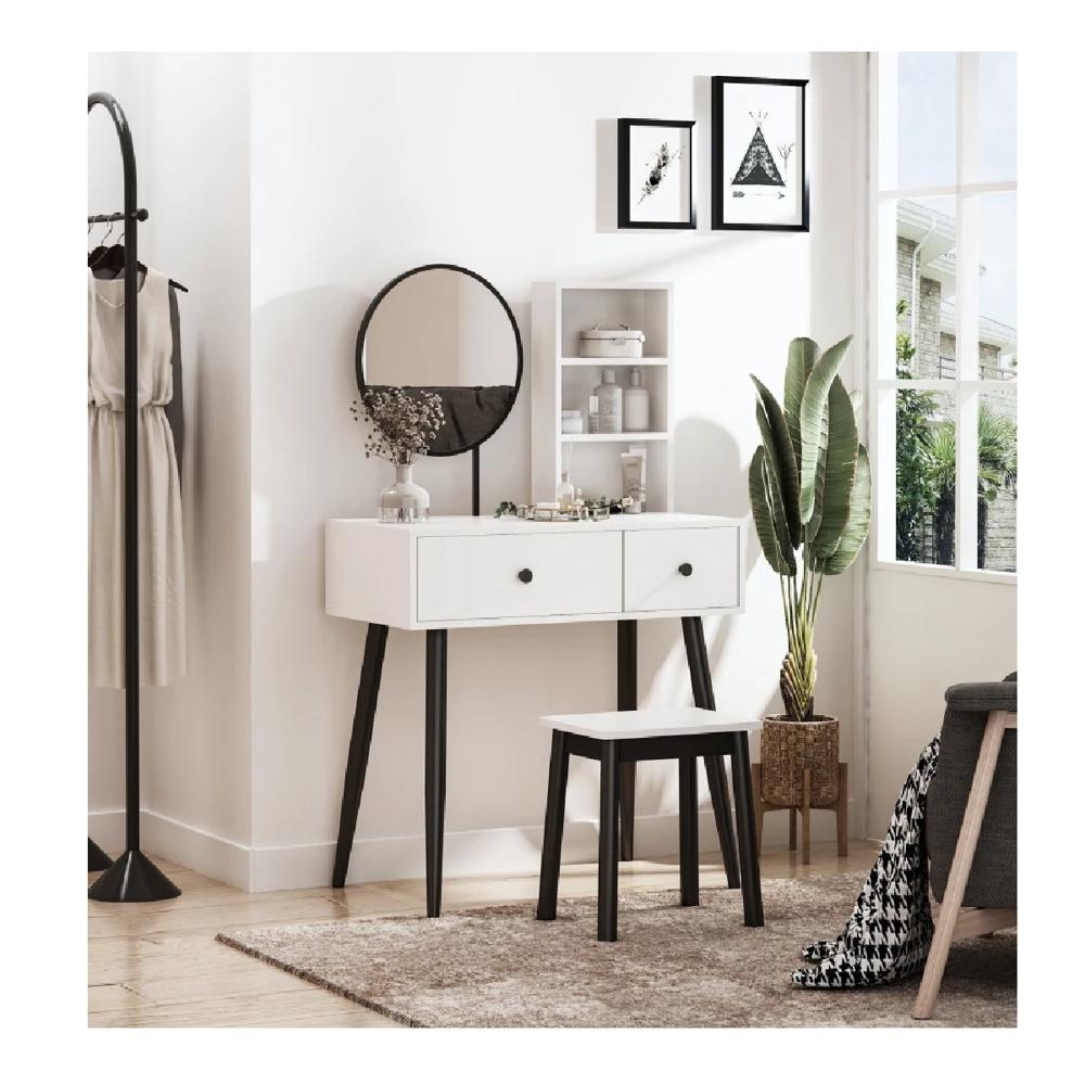 Tocador Juvenil TU MESITA Maju con Espejo color Blanco 2 cajones